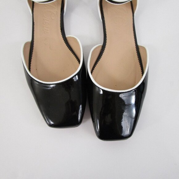 J. Crew Womens Black Patent Leather Piped Ballet Ankle Flats Size 8.5 - Picture 4 of 9